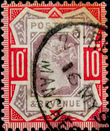 Великобритания 1887 год . Королева Виктория . 010 p. Каталог 45,0 £ . (2)