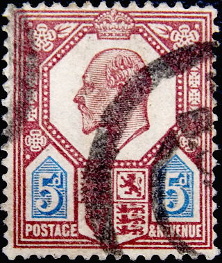 Великобритания 1902 год . король Эдвард VII . 5 p . Каталог 22 £ . (3)