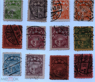 Латвия 1927-1933 герб стандарт 15 марок гаш