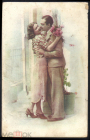 Открытка 1940-е. Обнимающиеся мужчина и женщина. редкая