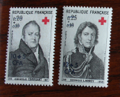 Реюньон 1964 Красный крест надпечатка CFA Sc# В20, В21 MLH