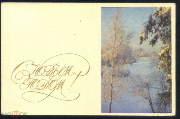 Открытка СССР 1968 г. С Новым Годом! Зимний лес, пейзаж. фото А. Булгакова подписана