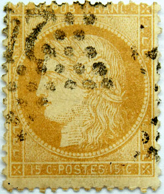 Франция 1873 год . Церес . 15 c . Каталог 6,50 £  . (1)