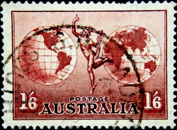 Австралия 1937 год . Гермес и Глобус , авиапочта . Каталог 2,50 €.