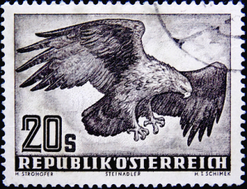 Австрия 1959 год . Золотой орел (Aquila chrysaetos) , 20 s . Каталог 14,0 €.(1)
