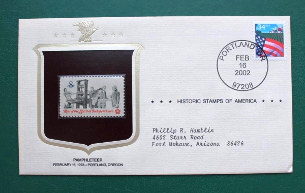 Исторические марки США оригинальный конверт Филвыставка Памфлетист