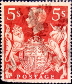 Великобритания 1939 год . Король Георг VI . 5 s . Каталог 2,0 £. (2)
