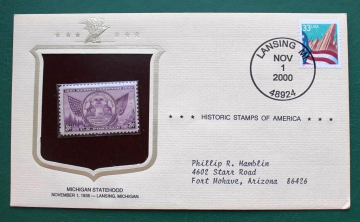 Исторические марки США оригинальный конверт Филвыставка штат Мичиган