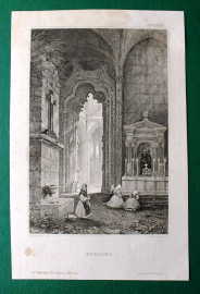 Монастырь Баталья в Португалии 1840 Гравер B. Metzeroth  9,5 х 14 см  Лист 12 х 18,5 см