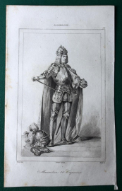 Император Максимилиан I.  гравюра Леметра, Вернье и Морэ  8.7 х 13.7 см  Лист 12 х 20 см