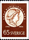 Швеция 1954 год . Анна Мария Ленгрен (1754-1817) поэтесса . Каталог 5,0 €.
