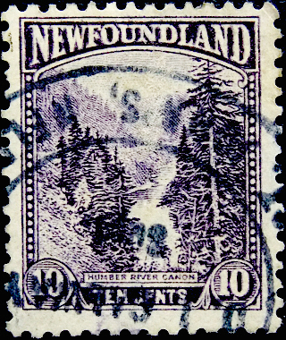 Ньюфаундленд 1923 год . Река Хамбер, ущелье , 10 с . Каталог 11,0 £.