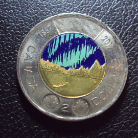 Канада 2 доллара 2017 год Северное сияние.