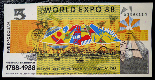 Банкнота Австралия 5 долларов 1988 год. XF