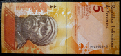 Банкнота Венесуэла 5 боливара 2007 год. UNC