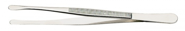 Lindner. Пинцет с прямыми, закруглёнными, широкими лопатками, 12 см (2033)