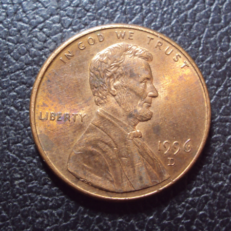 США 1 цент 1996 d год.