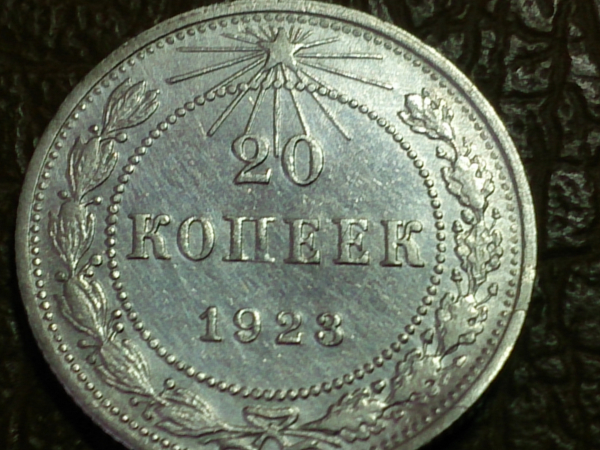 20 копеек 1923 год, Разновидность: Федорин-6, с остатком блеска; _147_