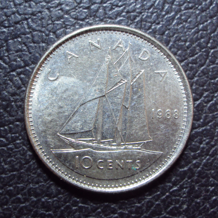 Канада 10 центов 1988 год.