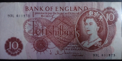 Банкнота 10 шиллингов 1966-70, Великобритания, Серия C, Sign.J.S.Fforde, в холдере.