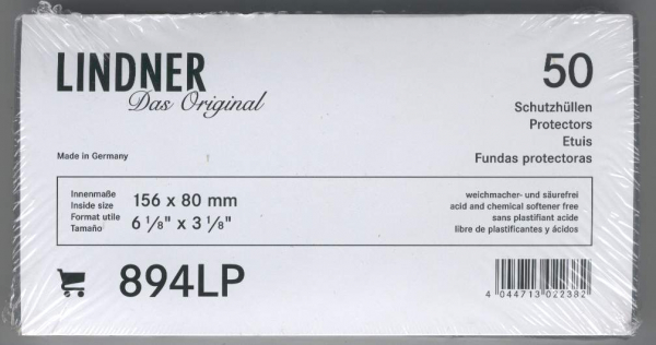 Lindner. Защитные обложки (холдеры) для банкнот 156 x 80 мм (894LP)