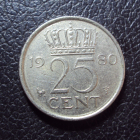 Нидерланды 25 центов 1980 год.