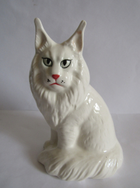 кот Мейн-кун белый ,авторская керамика,Вербилки .роспись