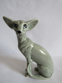 кот Ориентальный серый ,авторская керамика,Вербилки .роспись