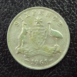 Австралия 6 пенсов 1961 год.