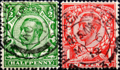 Великобритания 1911 год . Король Георг V , полная серия . Каталог 6,50 £. (2)