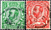 Великобритания 1912 год . Король Георг V , полная серия . Каталог 7,50 £. (2)
