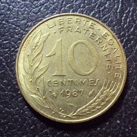 Франция 10 сантим 1977 год.