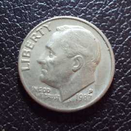 США 10 центов 1 дайм 1987 p год.