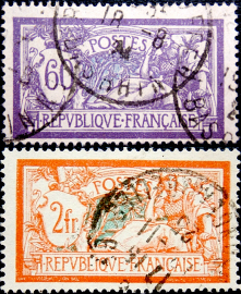Франция 1920 год . Аллегория часть серии . Каталог 1,1 £ . 