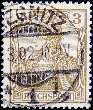 Германия 1900 год . Германия с императорской короной 3 pf . Каталог 1,40 €. (2)