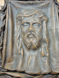 винтажное иконоподобное изображение на коже Спас Спаситель Иисус Христос Господь кожаная икона - вид 1