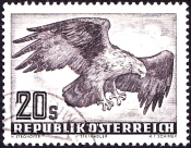 Австрия 1959 год . Золотой орел (Aquila chrysaetos) , 20 s . Каталог 14,0 €.(2)