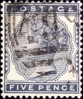Великобритания 1881 год . Королева Виктория . 5 p . Каталог 175 £. 