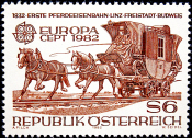 Австрия 1982 год . 1-я гужевая железная дорога Линц-Фрайштадт-Будвейс (1832) . Каталог 5,0 £ .