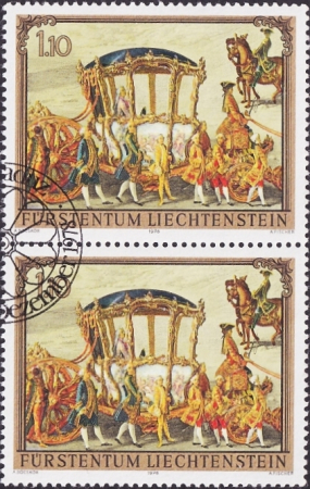 Лихтенштейн 1978 год . Золотая карета принца Йозефа Венцеля , сцепка . Каталог 7,60 €. (4)