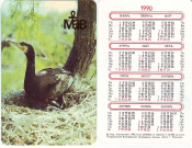 Календарик 1990, Астраханский биосферный заповедник, Баклан, изд. Коммунар