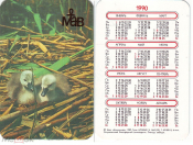Календарик 1990, Астраханский биосферный заповедник, Птенцы лебедя, изд. Коммунар