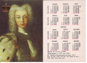 Календарик 1992 год Император Петр II ВРИБ Союзрекламкультура