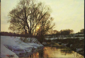 Открытка СССР 1983 г. Апрель, река, сне, весна фото. С. Сафоновой чистая