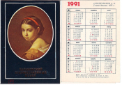 Календарик 1991 год Харьковский художественный музей, Стрелковский А.И.,голова девочки