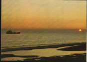 Открытка СССР 1983 г. Закат на Море. Корабль, баркас фото. А. Маркелова чистая