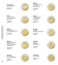 Lindner. Иллюстрированный лист с листом для монет 2 евро: Германия 2019 - Франция 2019 (1118-26)