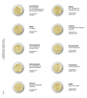 Lindner. Иллюстрированный лист с листом для монет 2 евро: Люксембург 2019 - Мальта 2019 (1118-27)