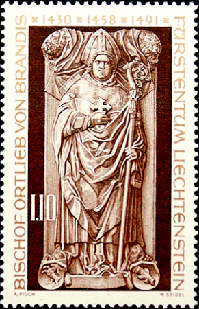 Лихтенштейн 1976 год . Епископ Ортлиб из Брандиса . Каталог 1,70 € (1)
