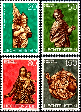 Лихтенштейн 1977 год . Рождество 1977 года - Скульптуры , полная серия . Каталог 5,50 €.